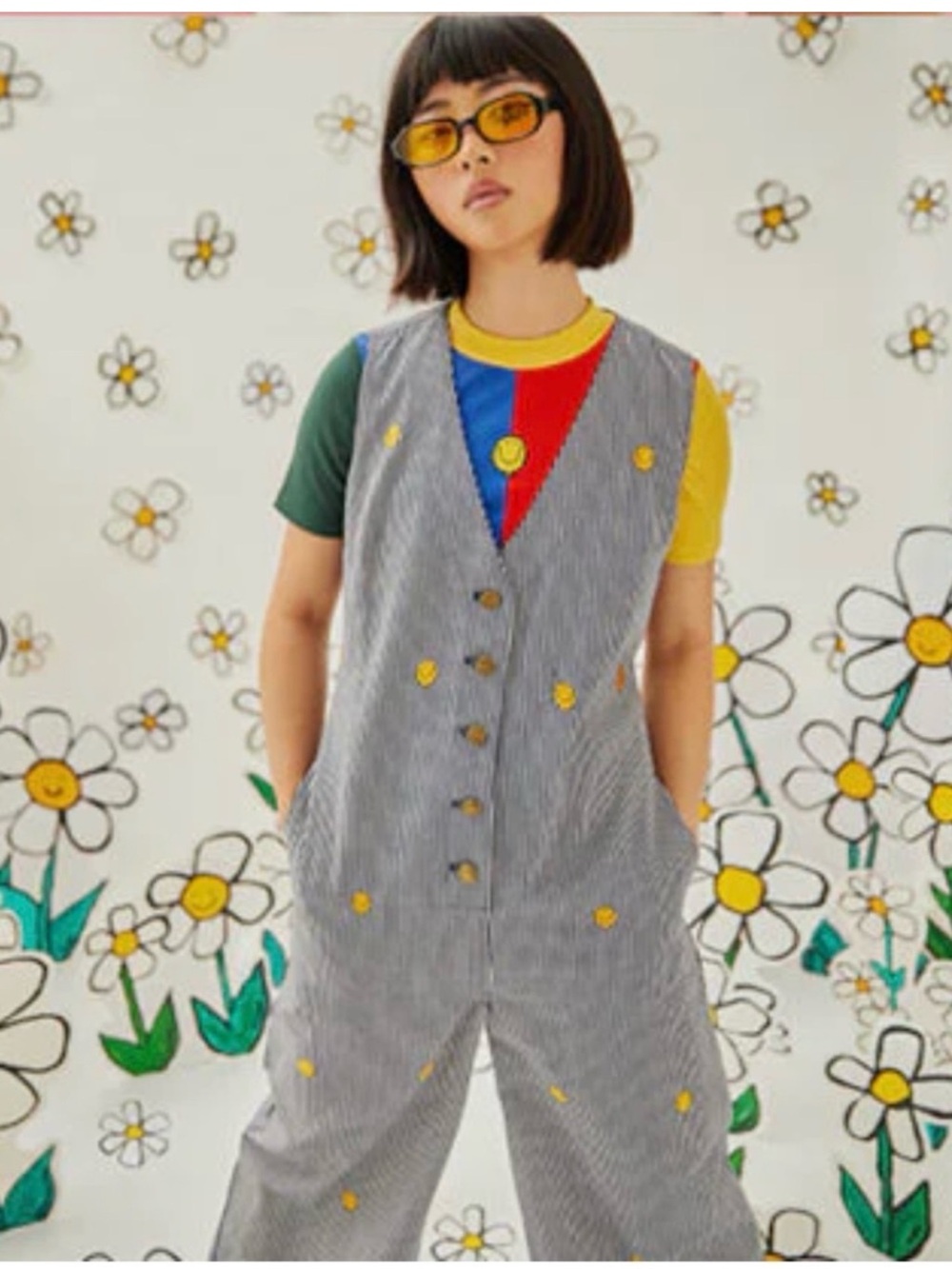 Lazy Oaf x Mr. Men Mr. Happy Stripy Jumpsuit - UK 6/US2